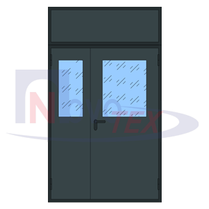 ДПМОФ-2, остеклённая двупольная дверь с глухой фрамугой